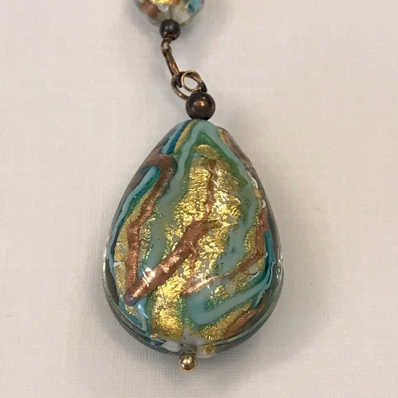 Fine Jewelry Glass Drop Necklace 1/514K Gold-Bonded Sterling Silver + Earrings - Picture 15 of 15